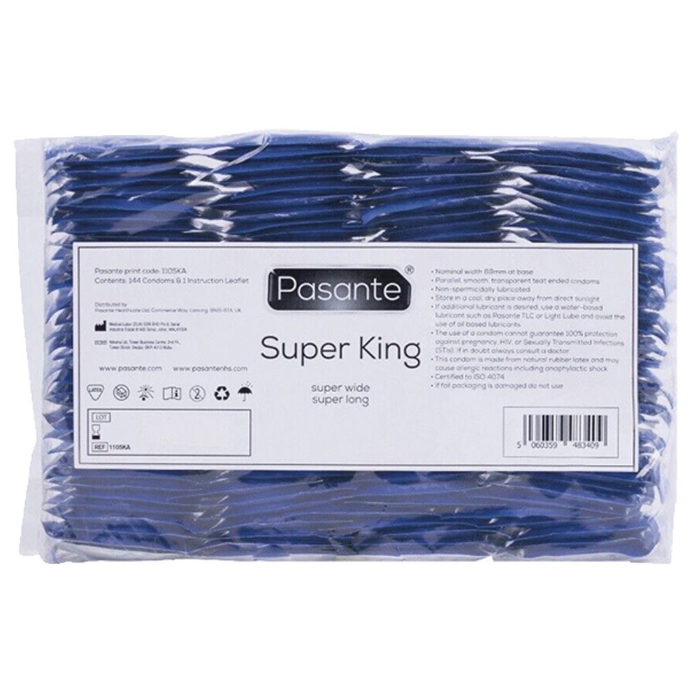 144X Pasante Condoms Super King Size Extra Large Wider Longer Natural Latex Male Condom