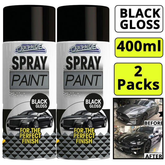 2X - Gloss Black Car Spray 400ml