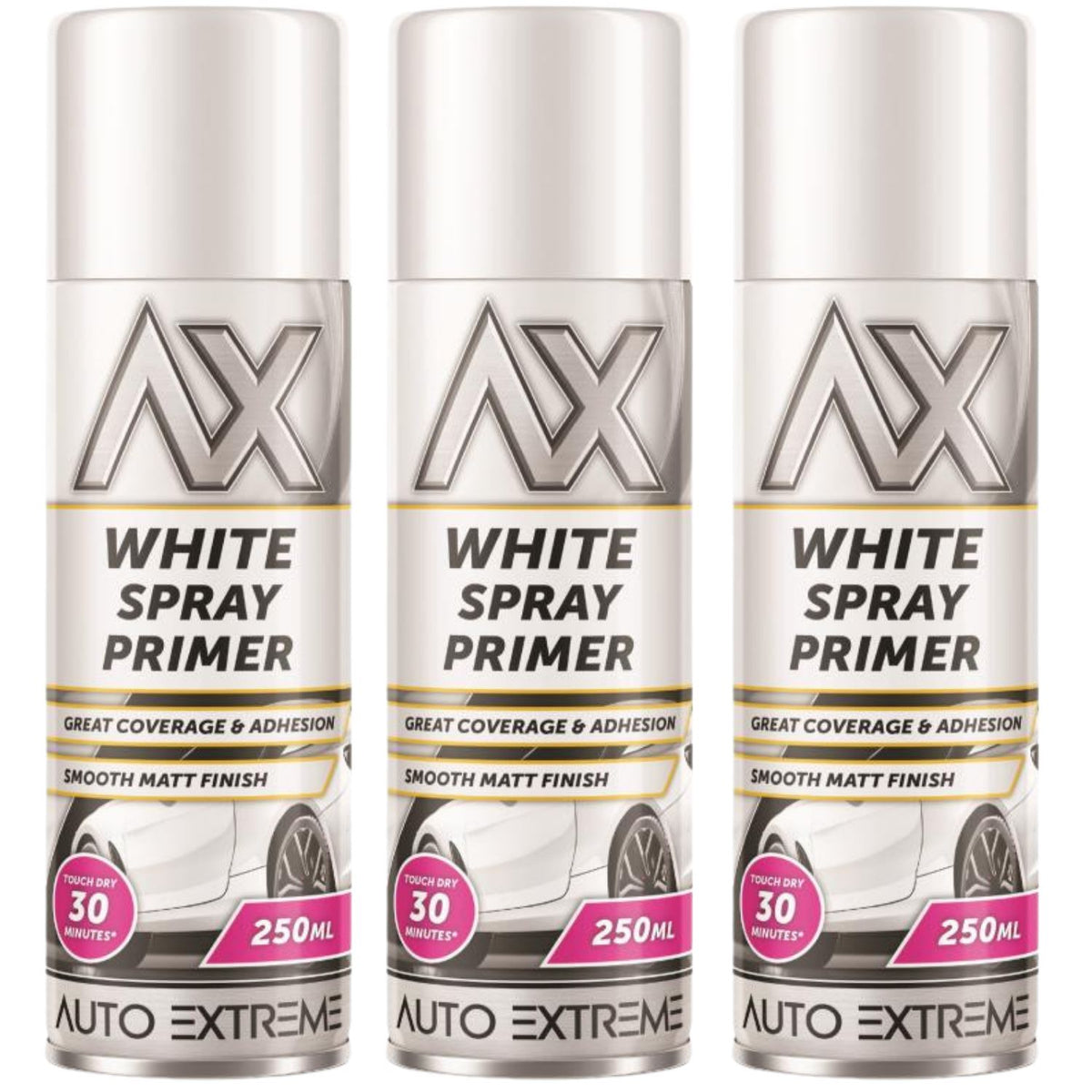 3X Auto Extreme White Primer Paint 250ml