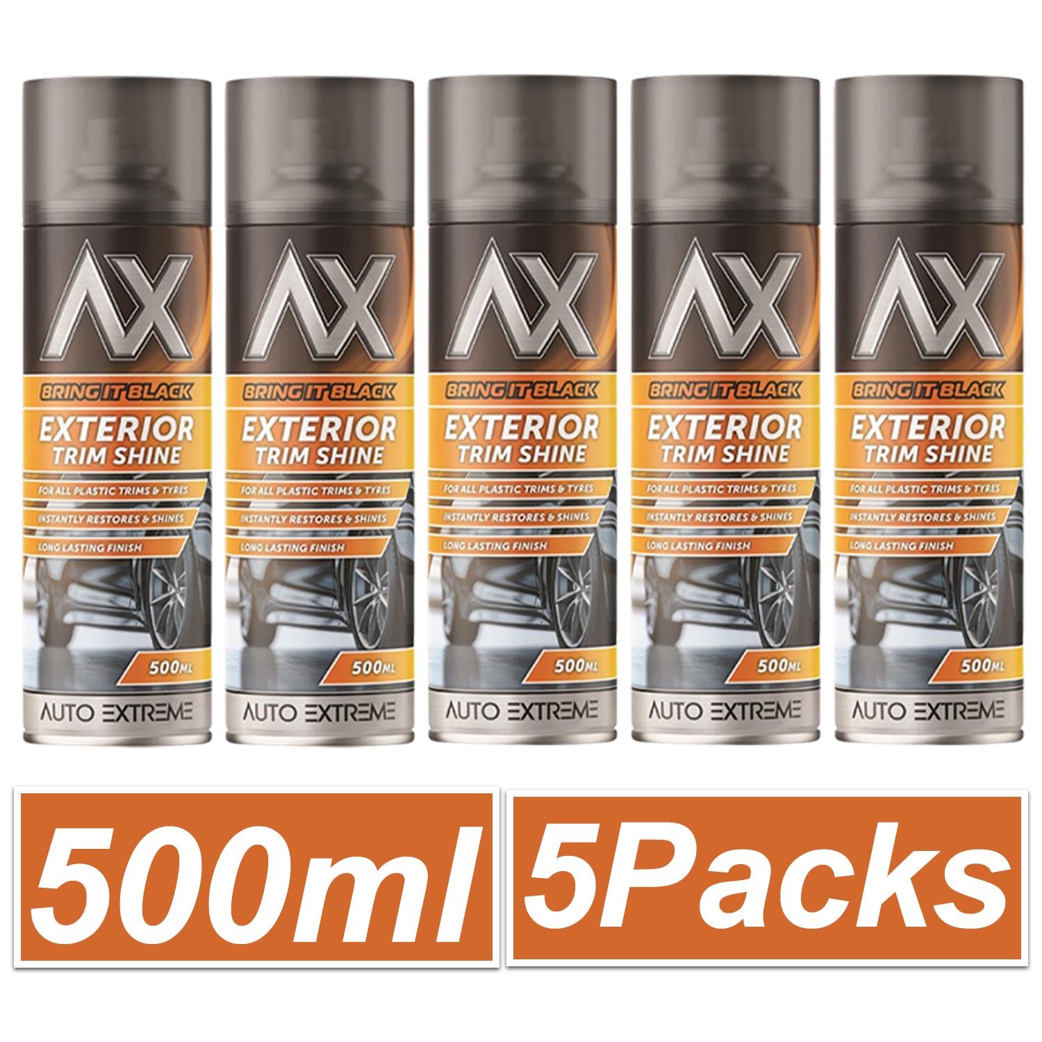 5X - Bring it Black Exterior Trim Shine Spray 500ml Spray Paint