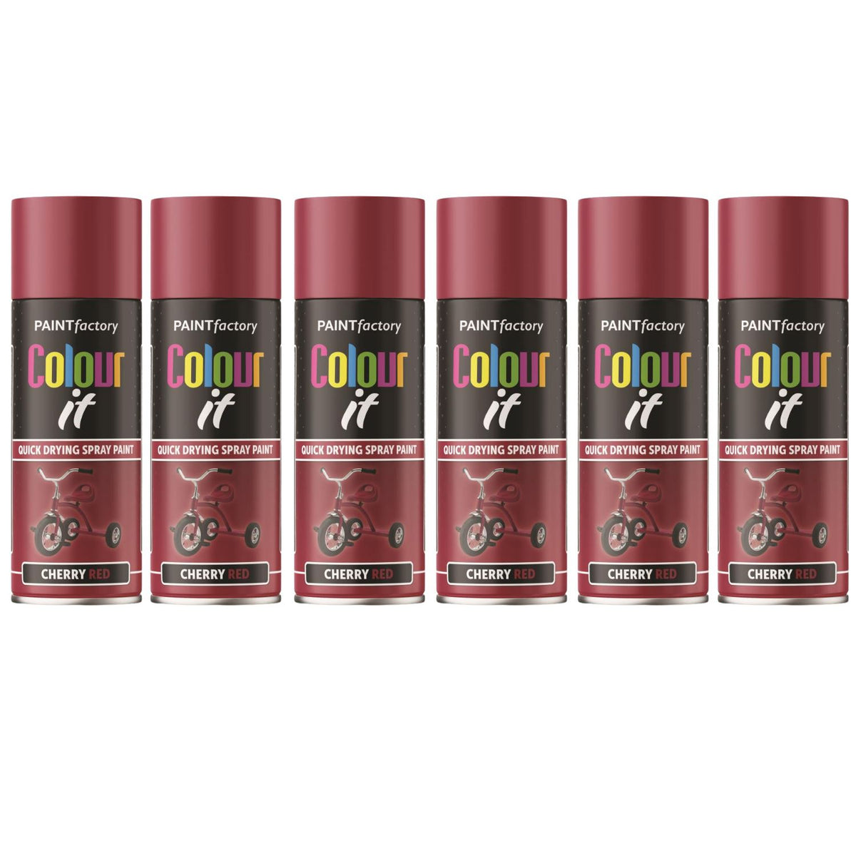 6X Paint Factory Cherry Red Gloss Spray Paint 400ml