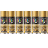 6X Paint Factory Gold Metallic Spray Paint 400ml