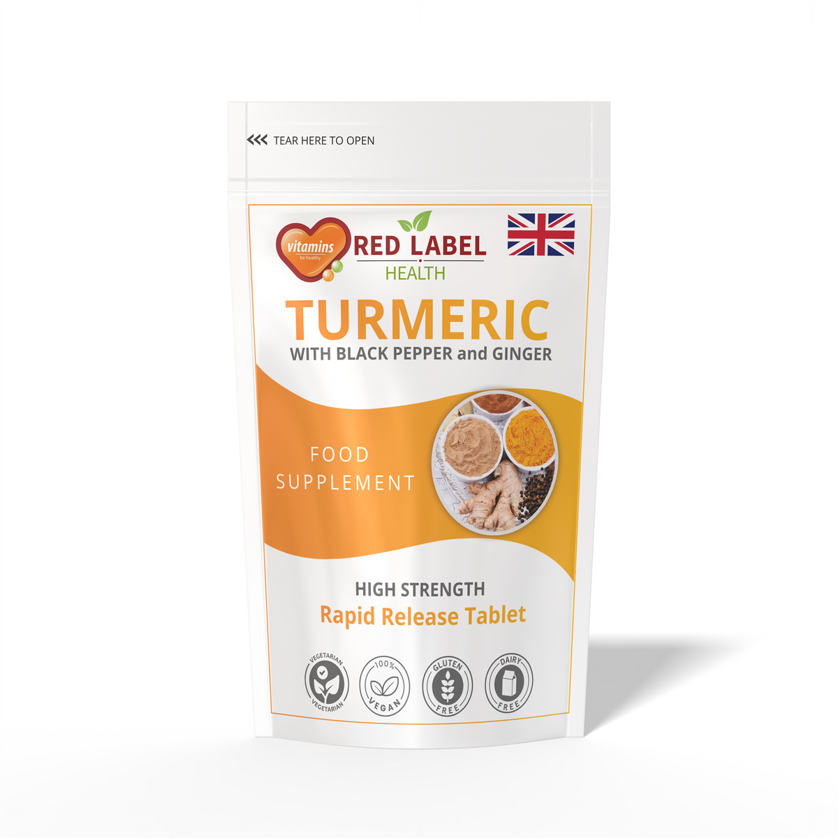 Turmeric with Black Pepper & Ginger 200 Tablets - 2620mg