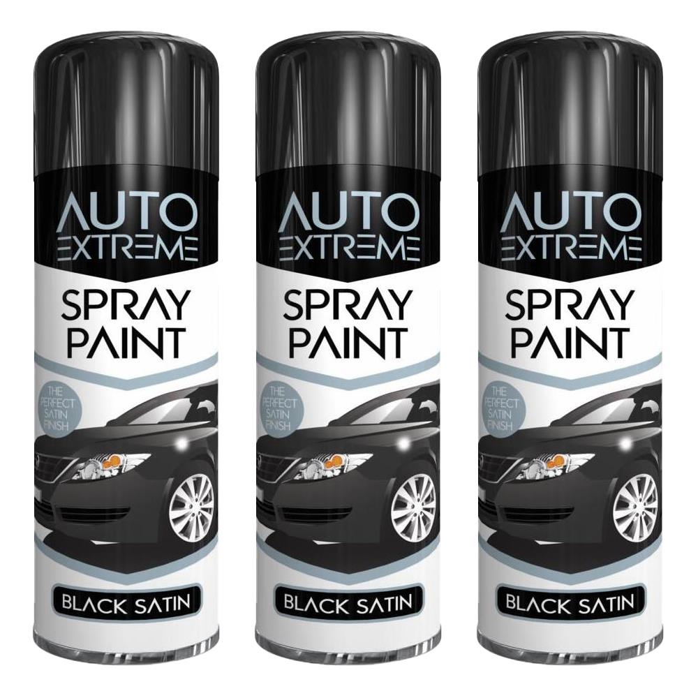 3X Auto Extreme Black Satin Spray Paint 250ml Spray Paint