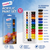 4X - Acrylic Paint Tube Set, 12 Colour 6ml Each
