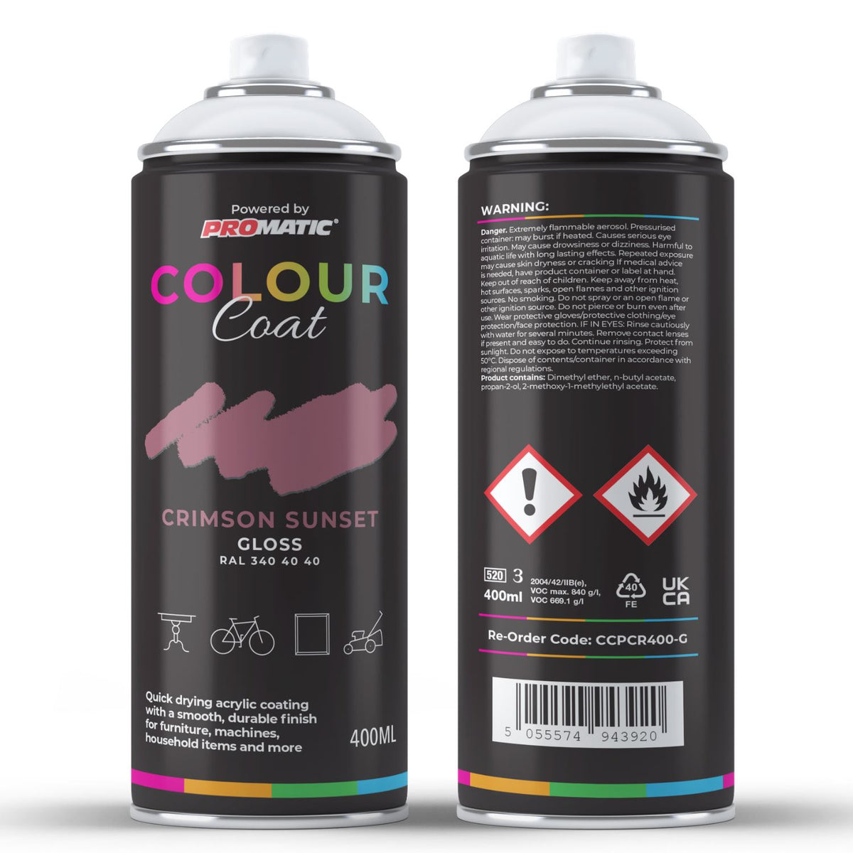 Crimson Sunset RAL 340 40 40 Gloss Spray Paint 400ml