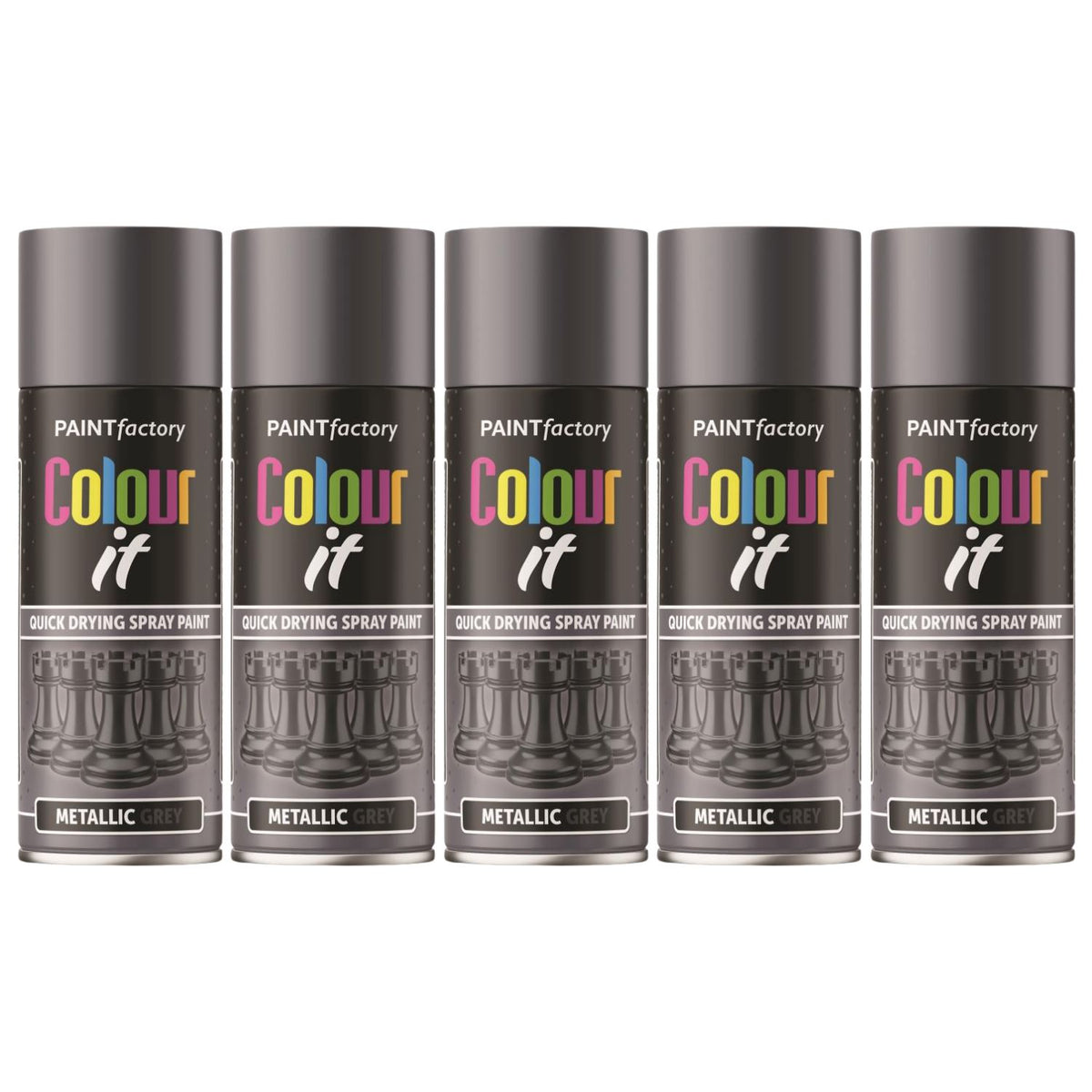 5X Paint Factory Paintgun Grey Metallic Spray Paint 400ml