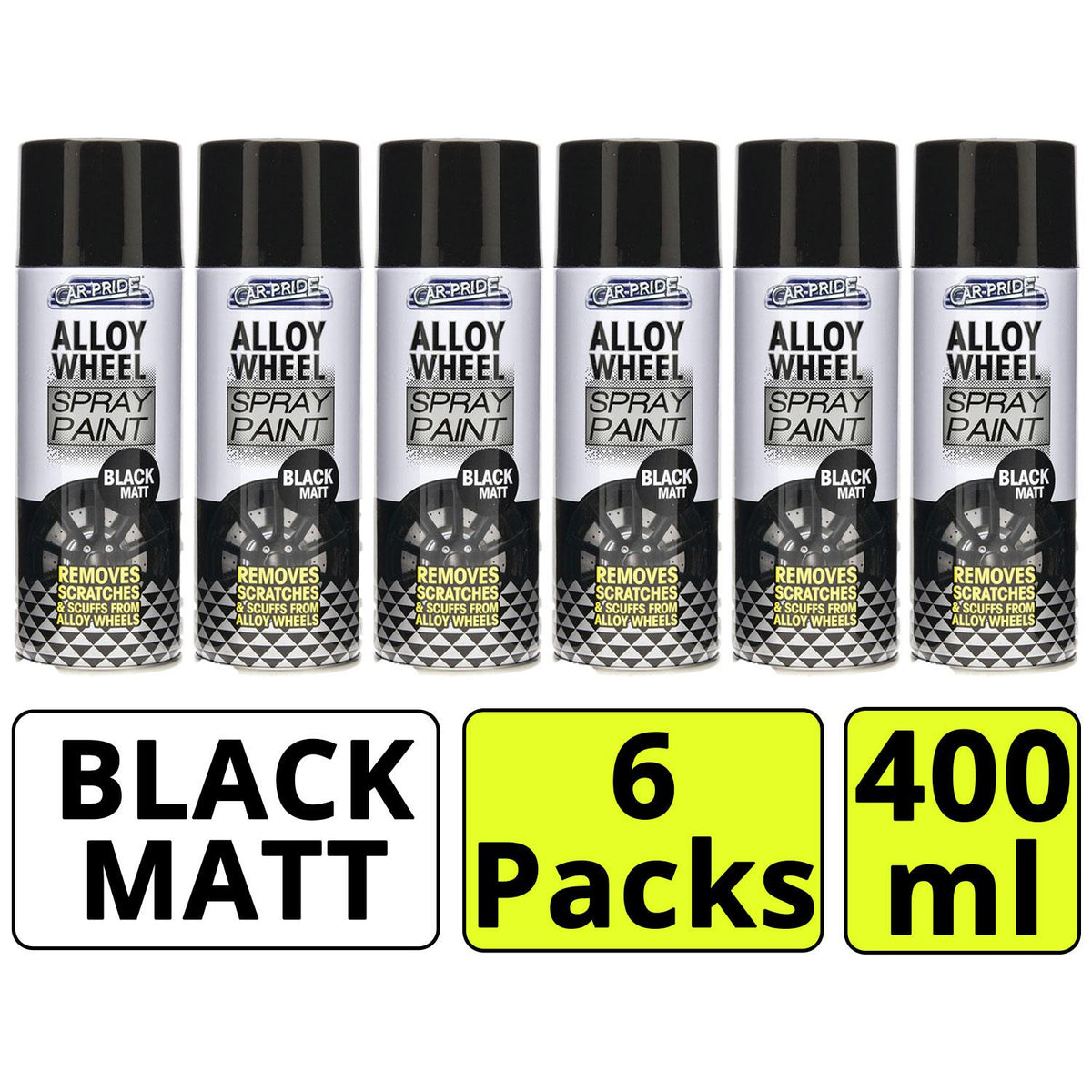 6X - Alloy Wheel Black Matt 400ml