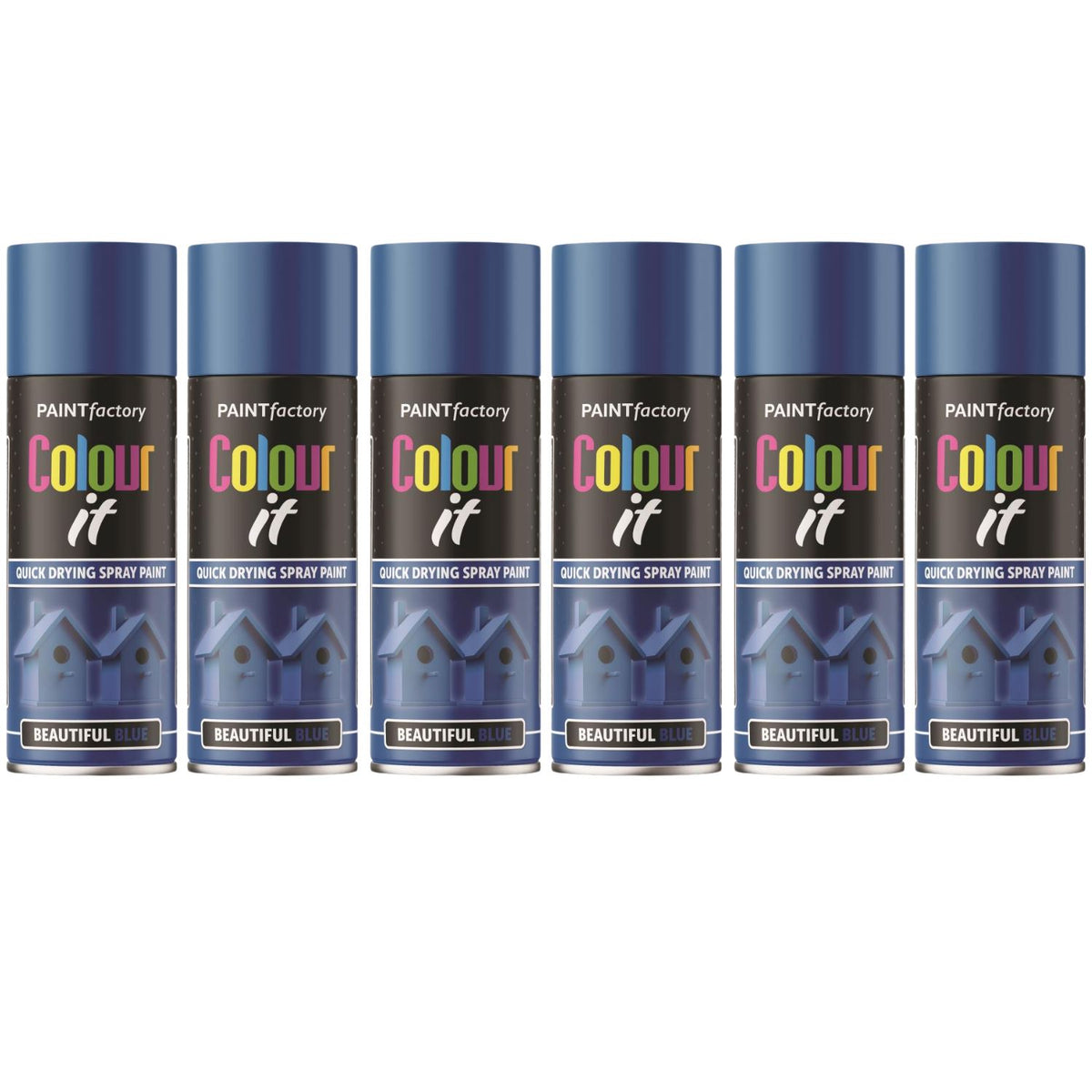 6X Paint Factory Beautiful Blue Gloss Spray Paint 400ml