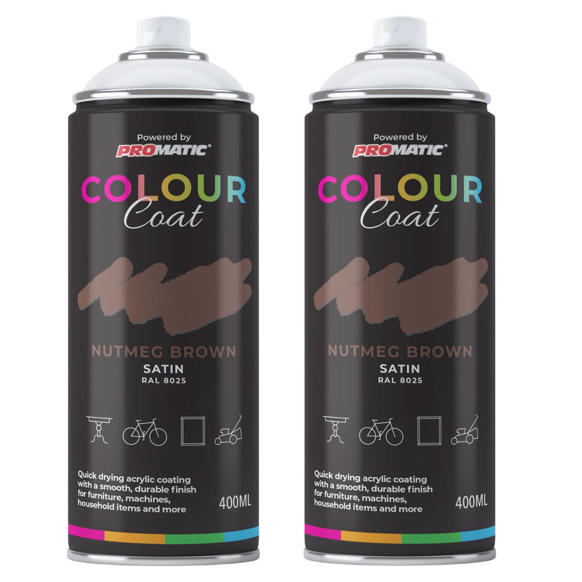 2X Nutmeg Brown RAL 8025 Satin Spray Paint 400ml