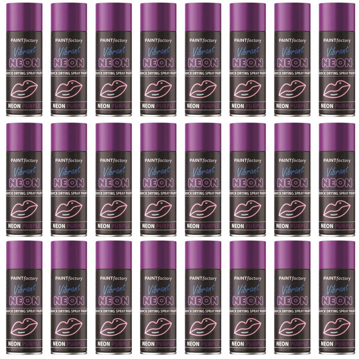 24X - Paint Factory Neon Purple Spray Paint 200ml