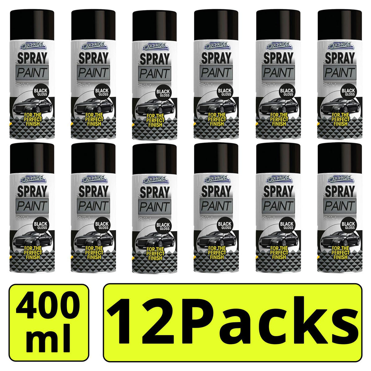 12X - Gloss Black Car Spray 400ml