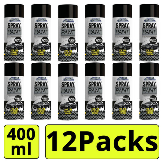 12X - Gloss Black Car Spray 400ml