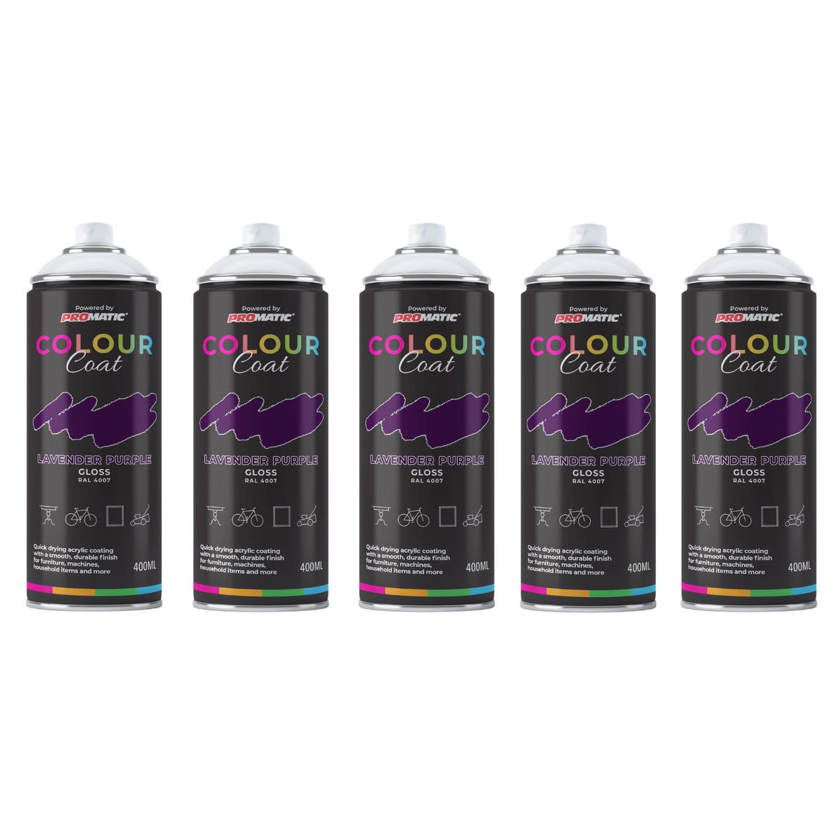 5X Lavender Purple RAL 4007 Gloss Spray Paint 400ml