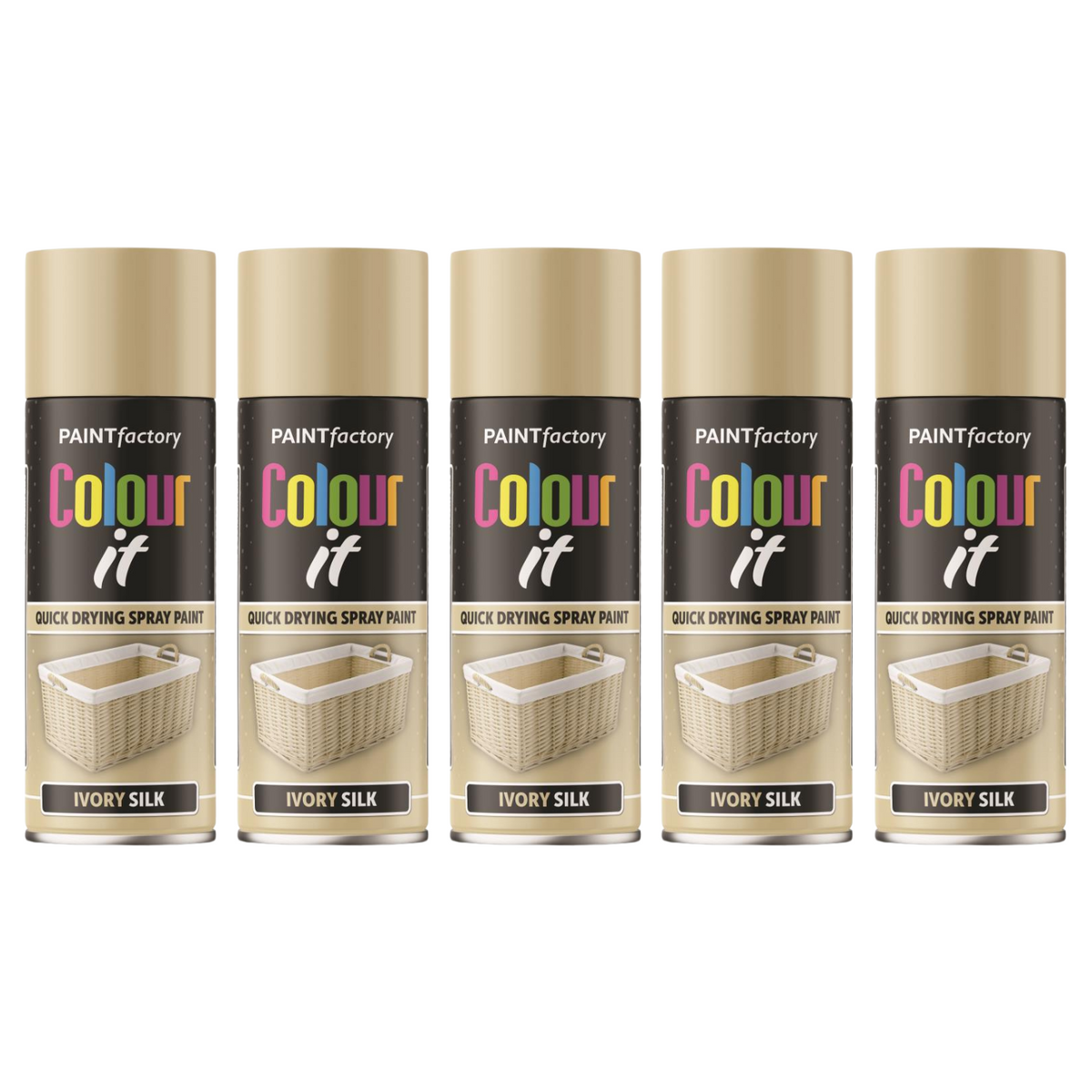 5X Paint Factory Ivory Silk Gloss Spray Paint 400ml