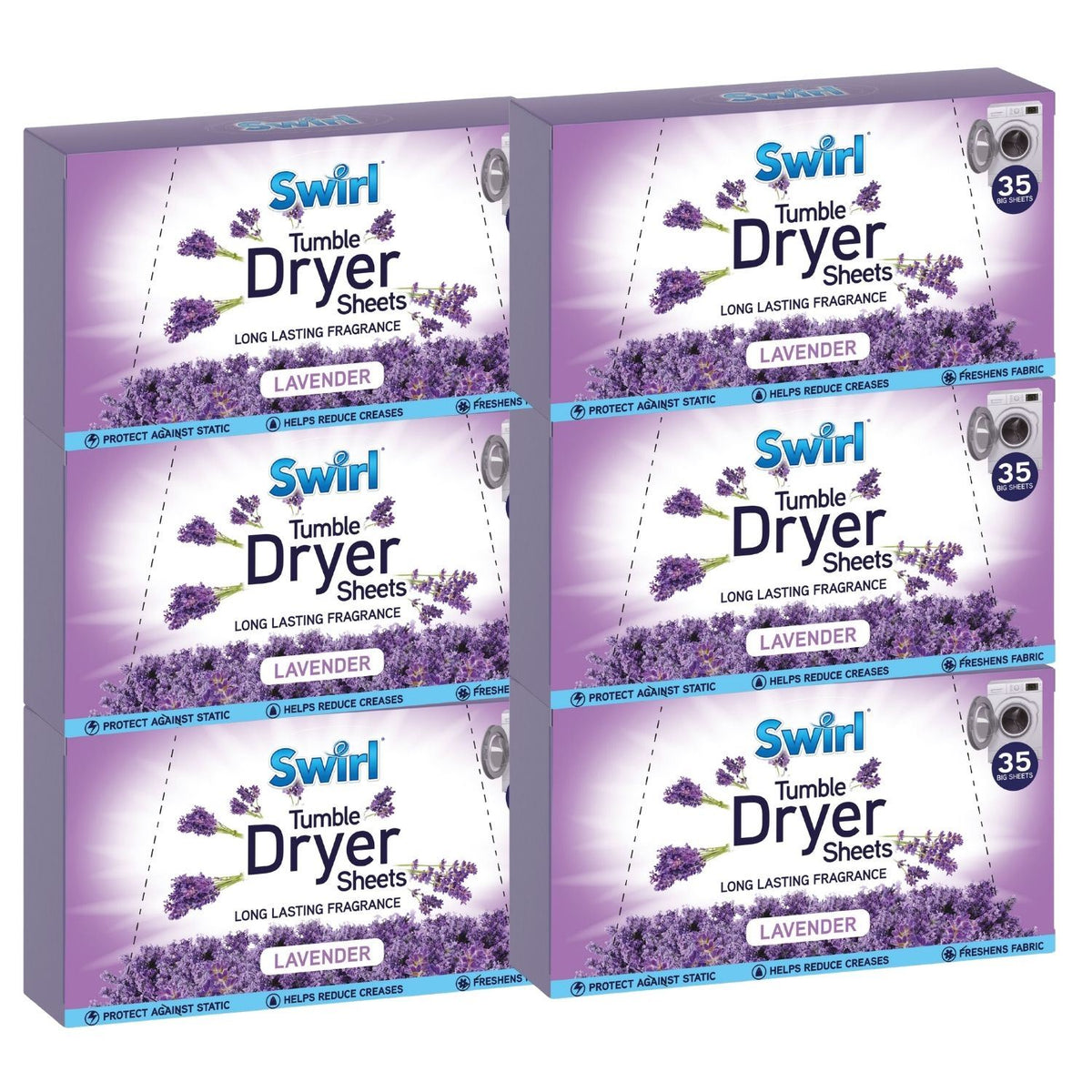 6X - Swirl Tumble Dryer Sheets Lavender 35Pk