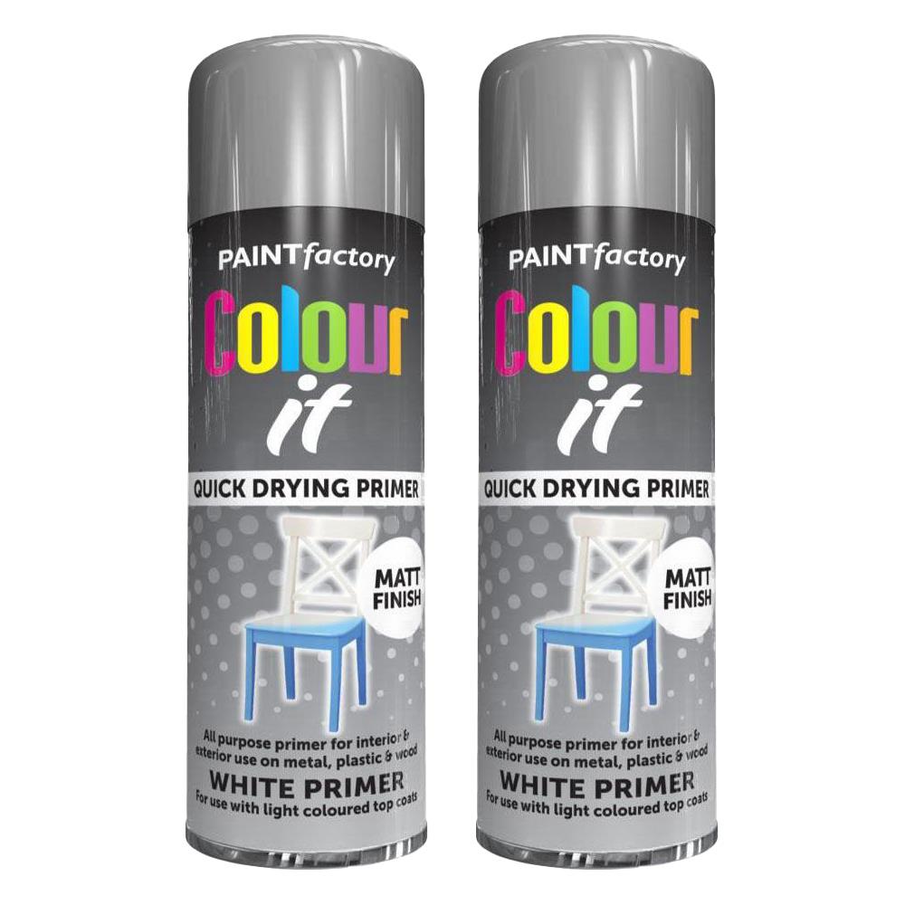 2X Paint Factory Auto White Primer Spray 250ml Spray Paint