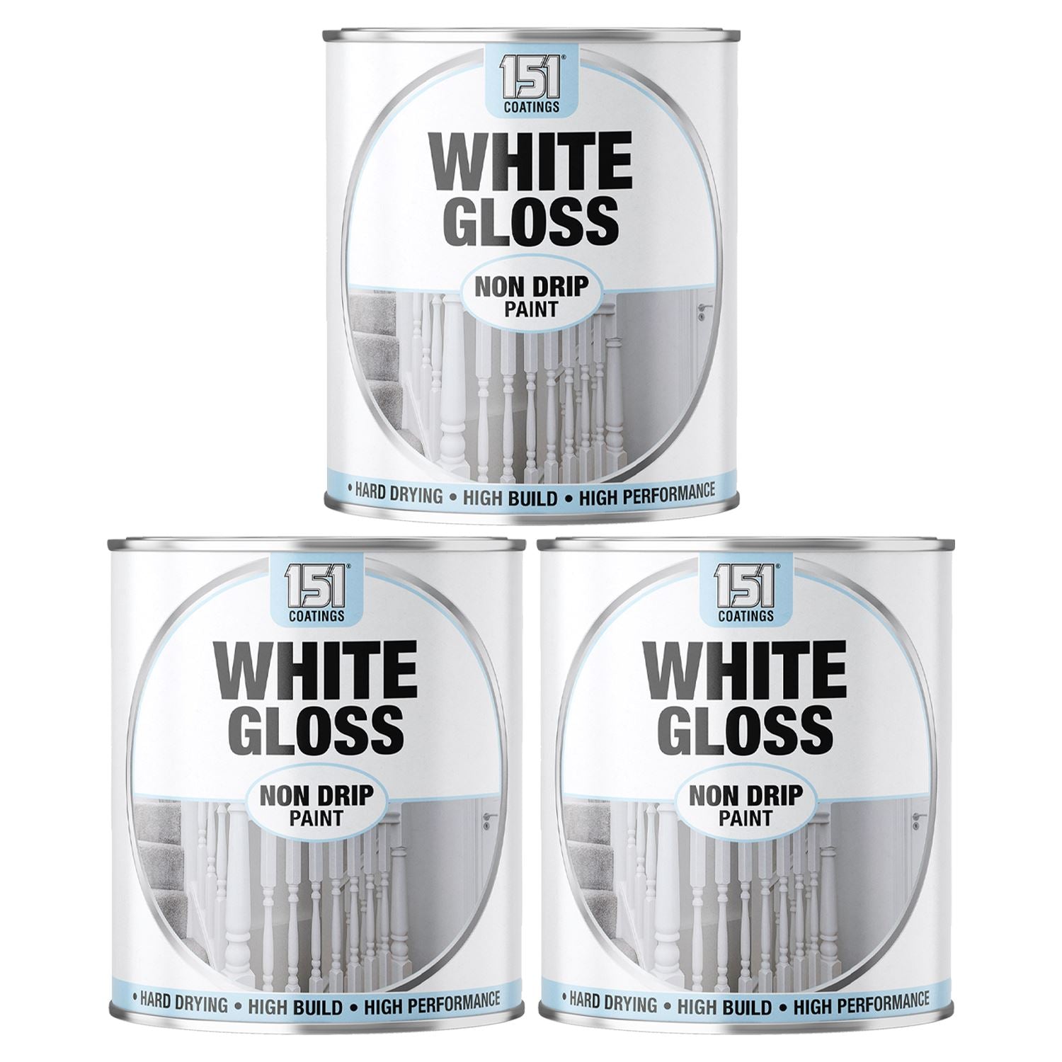 3X White Gloss Non-Drip Paint 300ml Tin Paint