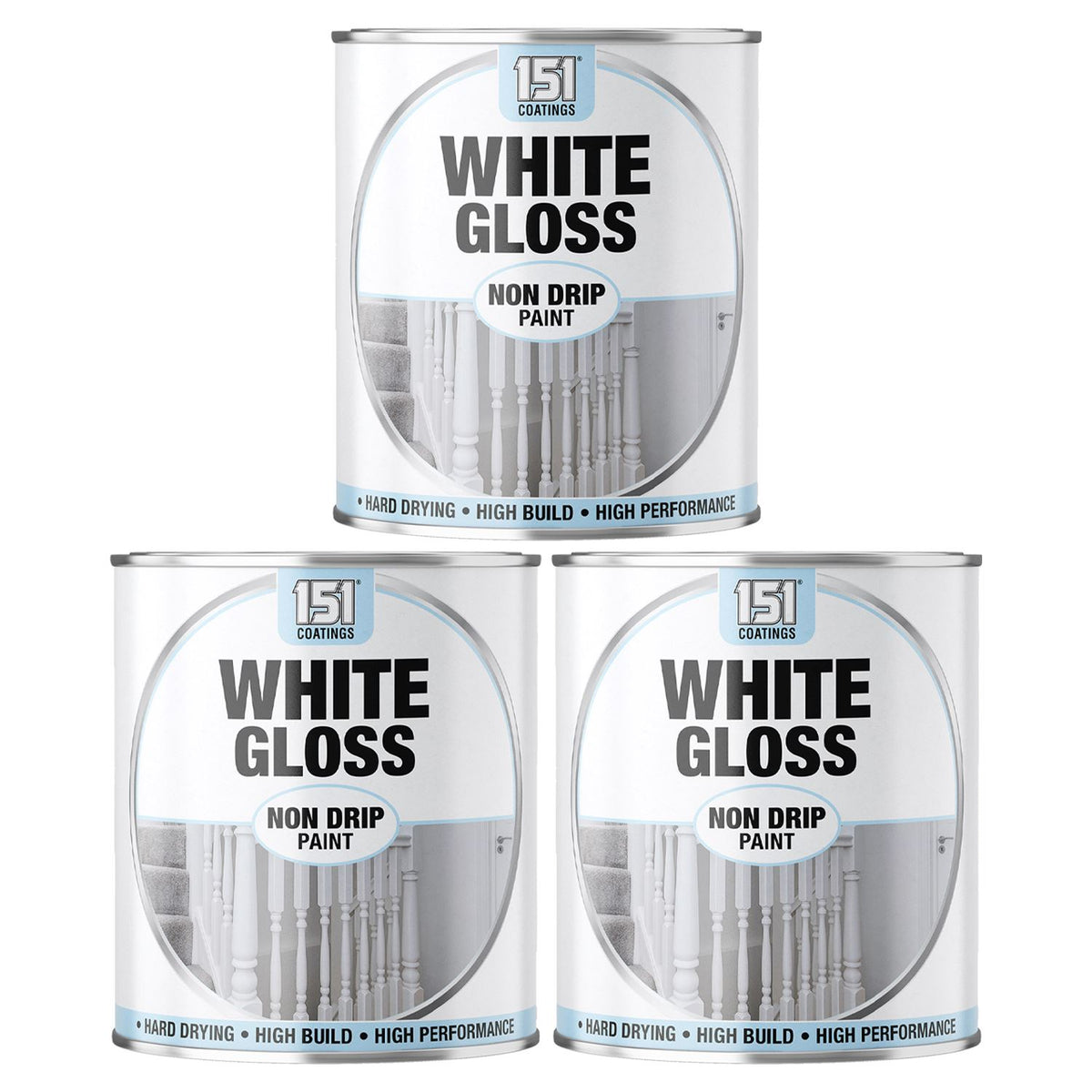 3X White Gloss Non-Drip Paint 300ml Tin Paint