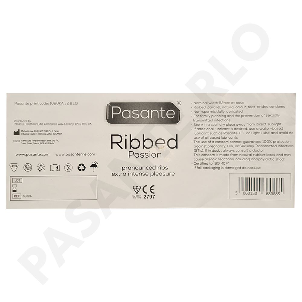 144X Pasante Condoms Ribbed Texture Passion Internal Pleasure Male Condom