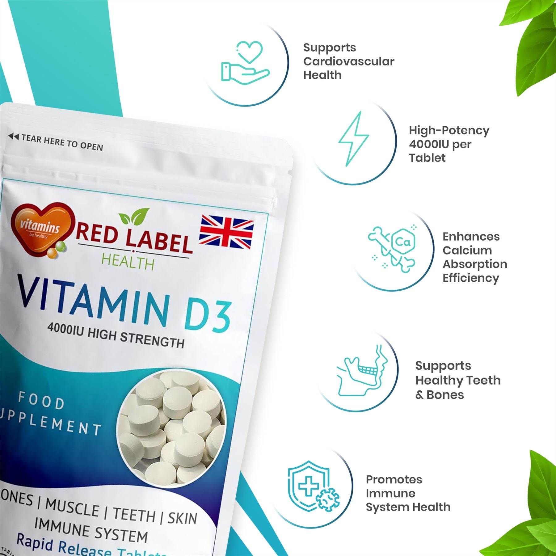 Vitamin D3 4000IU - 360 Tablets Vitamin D3