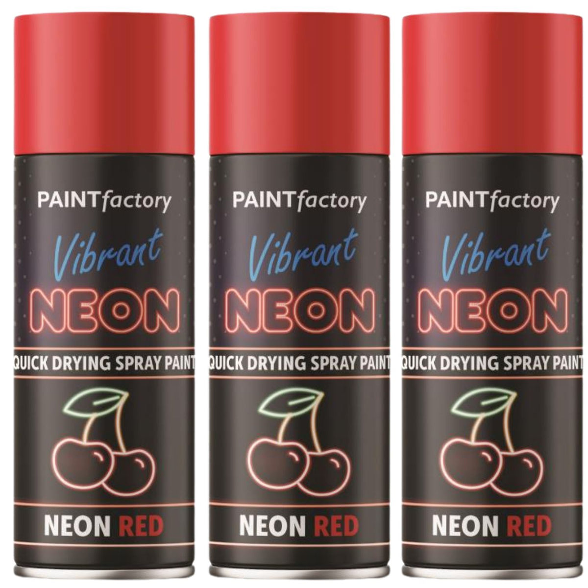3X Paint Factory Red Fluorescent Neon Spray Paint 200ml