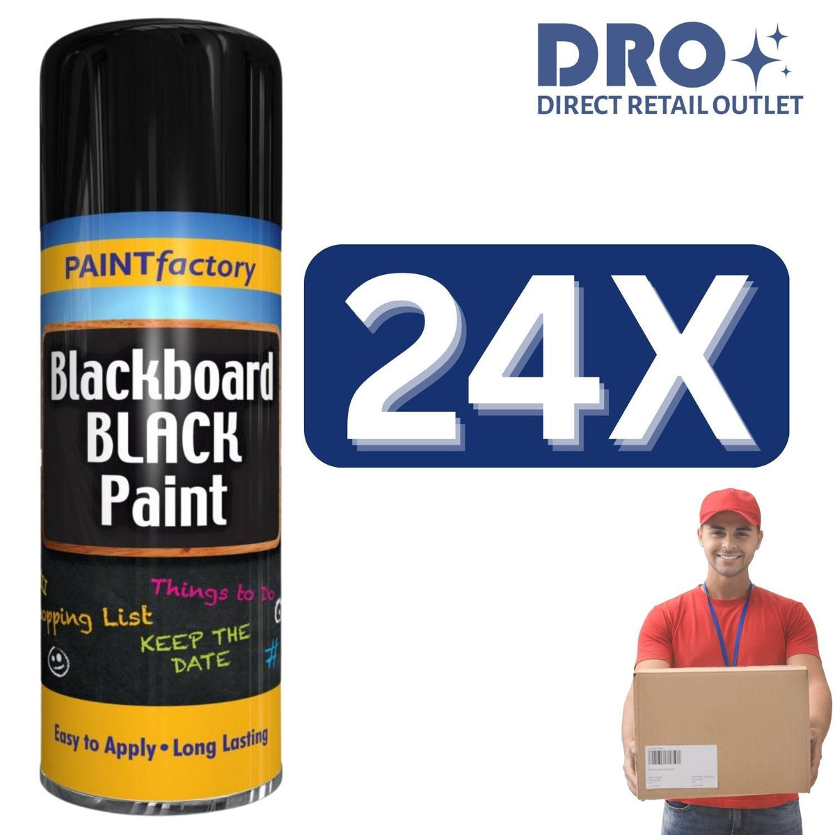24X - Paint Factory Black Blackboard Spray Paint 200ml