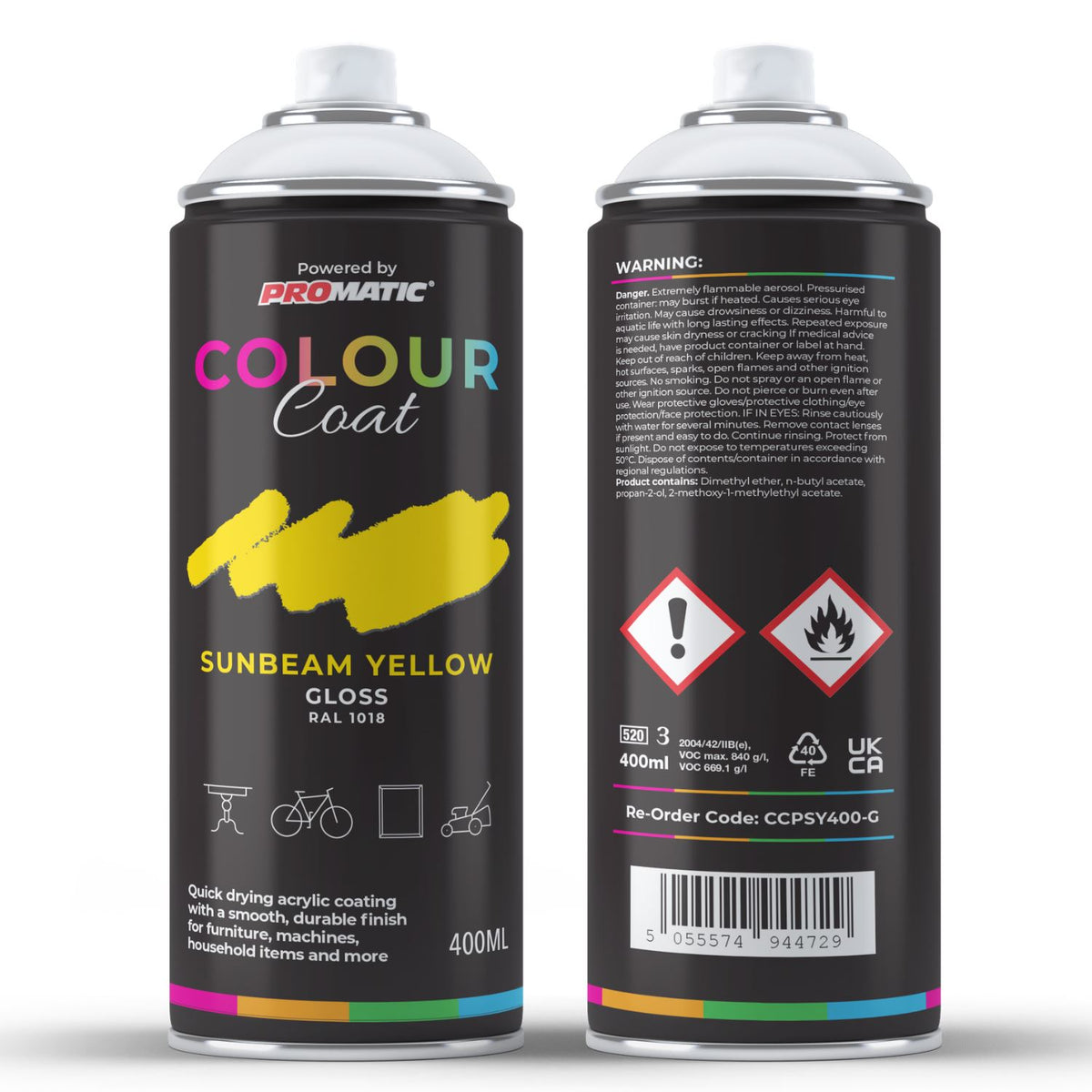 Sunbeam Yellow RAL 1018 Gloss Spray Paint 400ml
