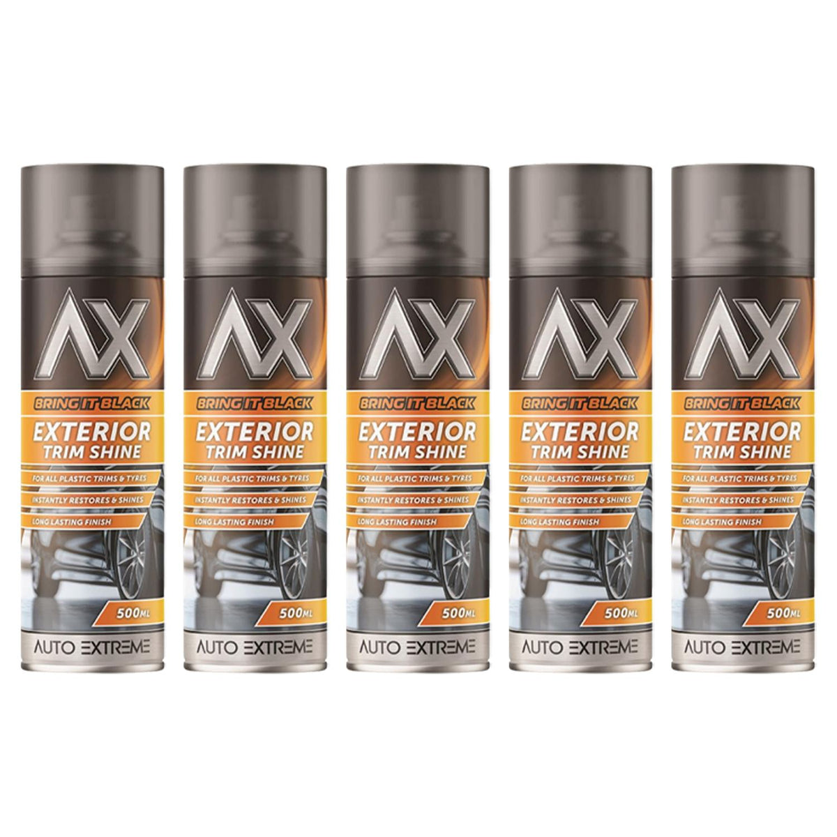 5X - Bring it Black Exterior Trim Shine Spray 500ml Spray Paint