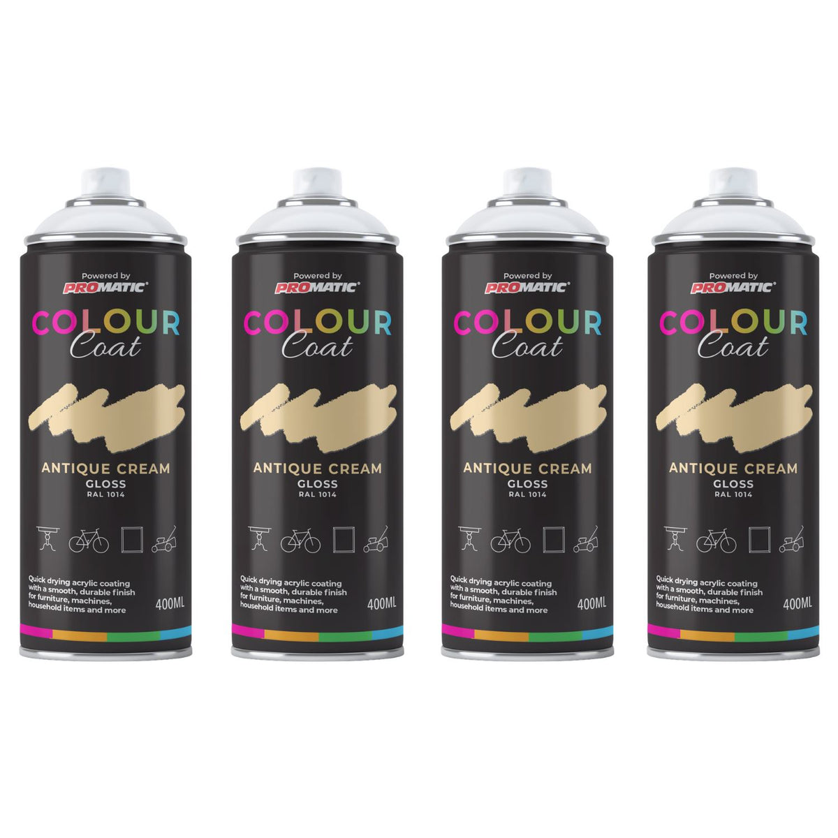 4X Antique Cream RAL 1014 Gloss Spray Paint 400ml