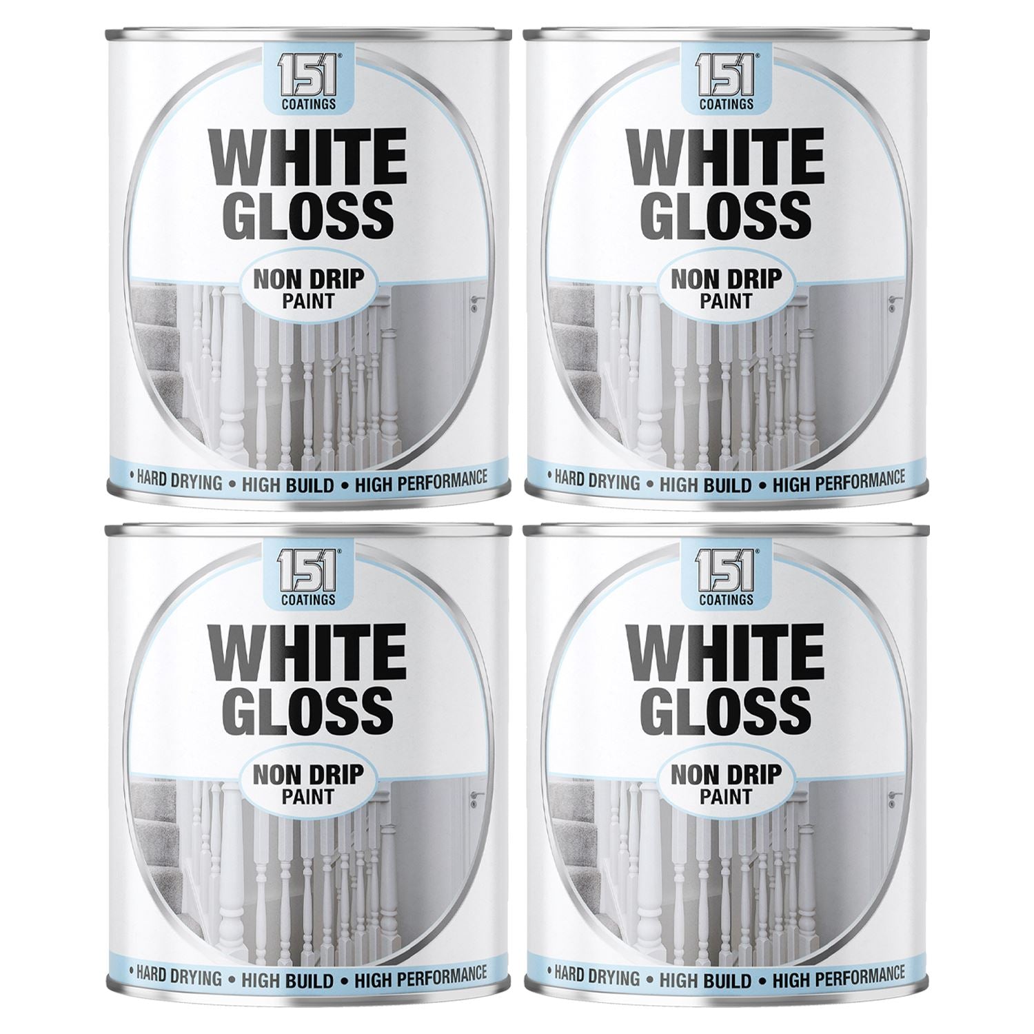 4X White Gloss Non-Drip Paint 300ml Tin Paint