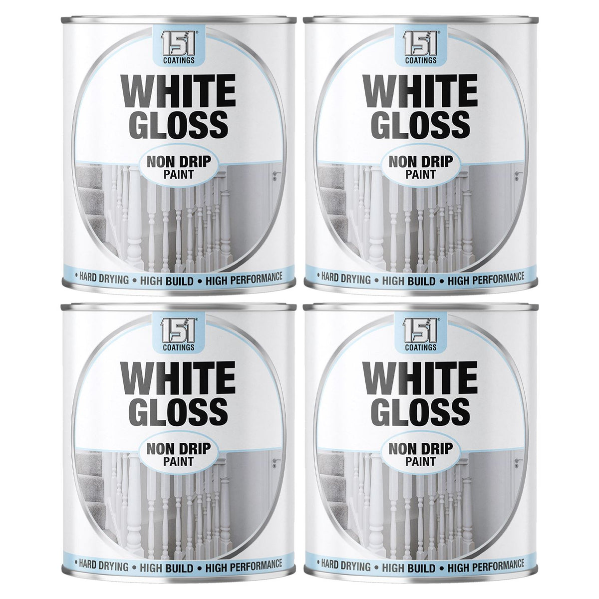 4X White Gloss Non-Drip Paint 300ml Tin Paint