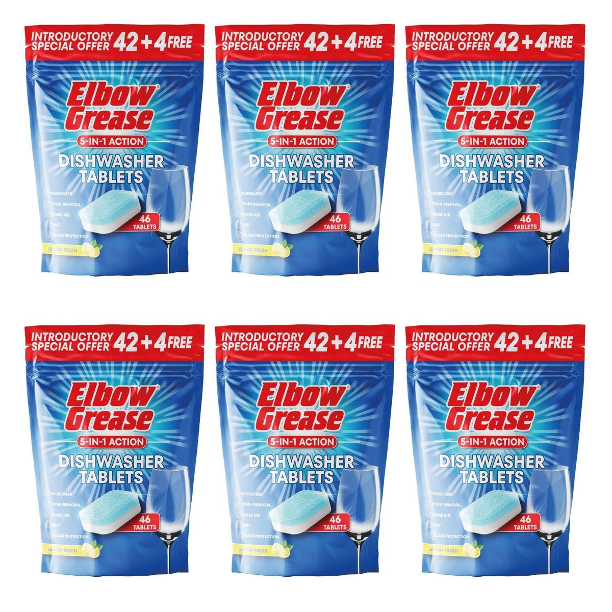 6X - Elbow Grease Dishwasher Tablets 46Pk