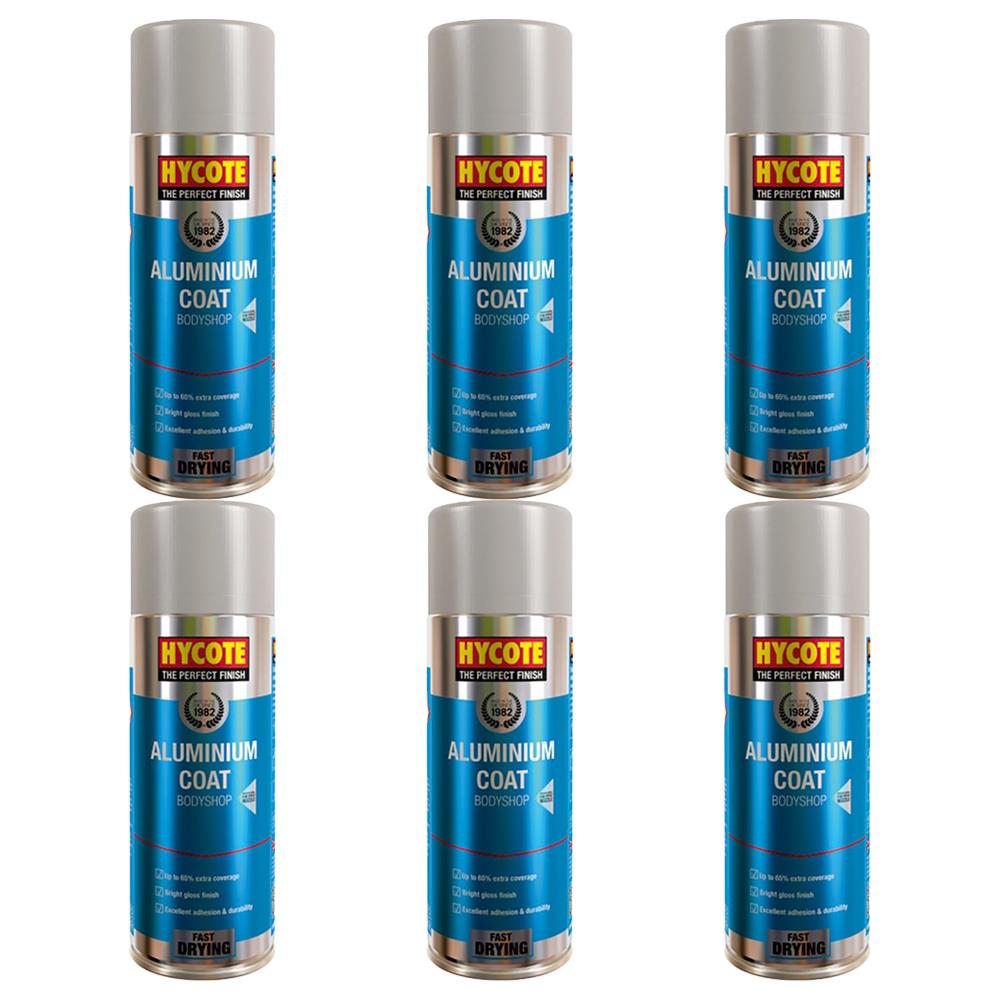 6X Hycote Bodyshop Alumnium Coat Spray Paint 400ml
