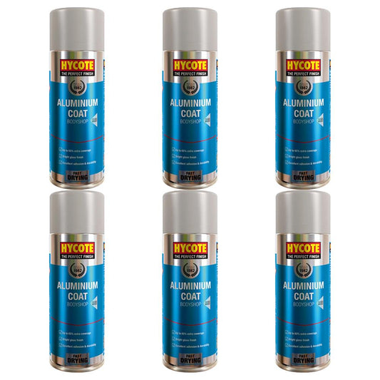 6X Hycote Bodyshop Alumnium Coat Spray Paint 400ml