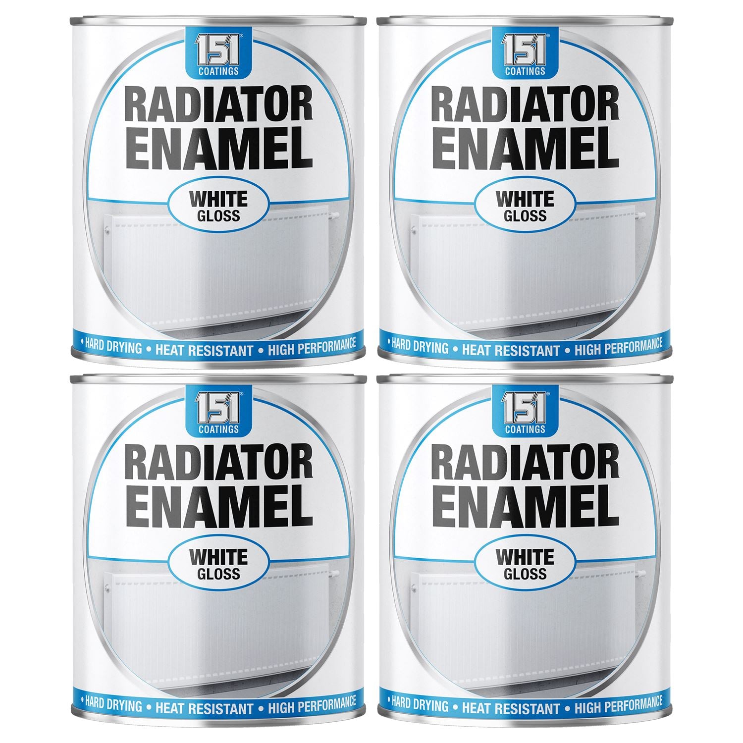 4X Radiator Enamel White Gloss Paint 300ml Tin Paint