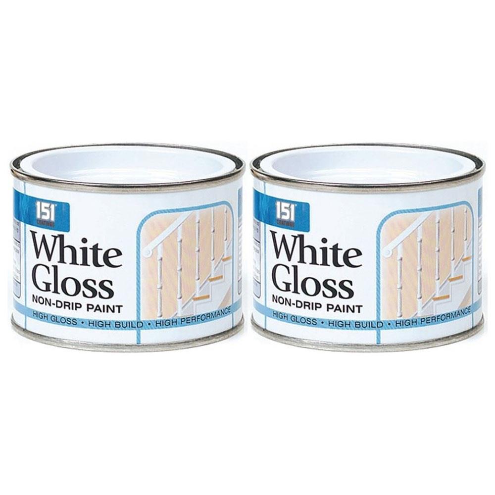 2X Non-Drip White Gloss Paint Tin 180ml Tin Paint