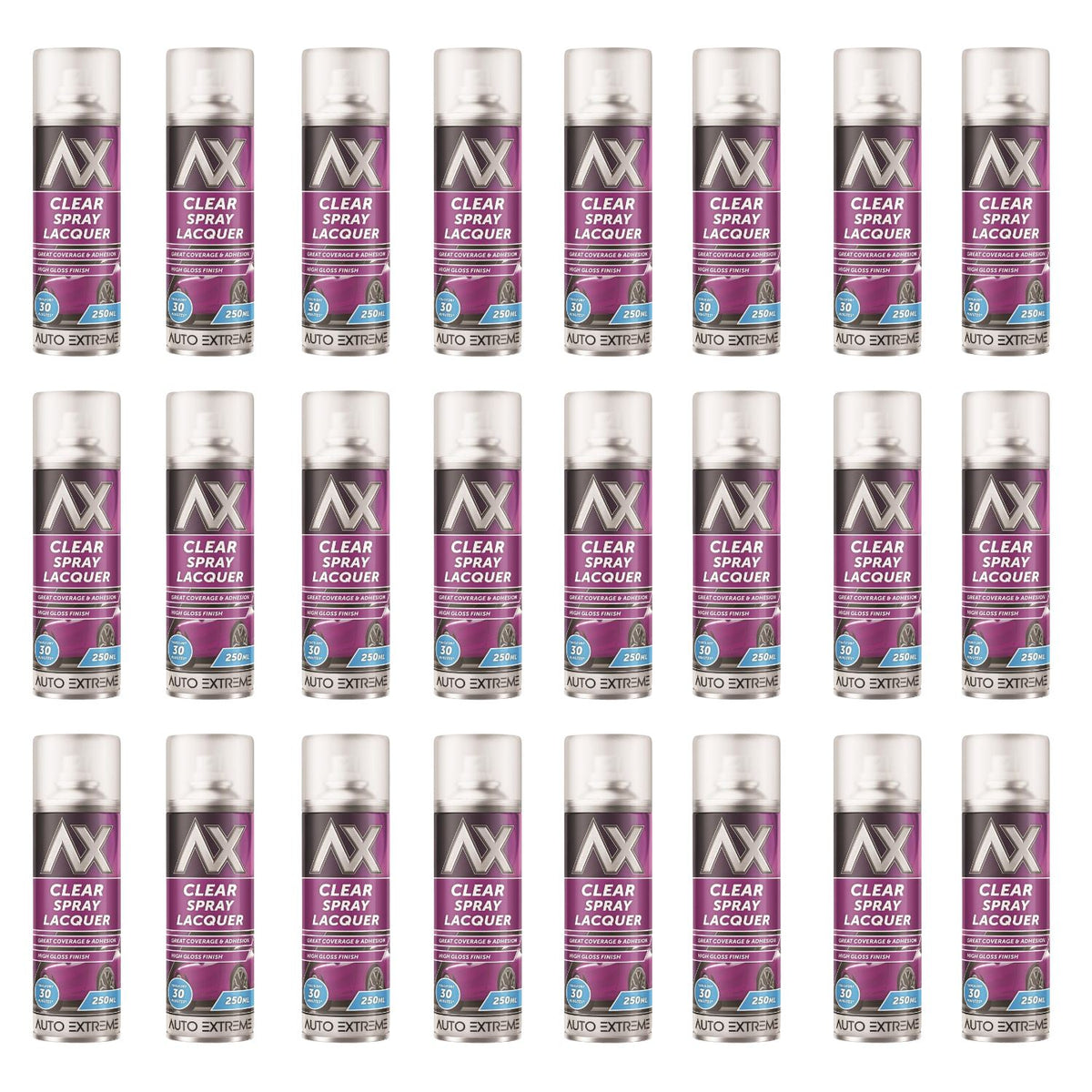 24X - Auto Extreme Clear Lacquer Spray Paint 250ml