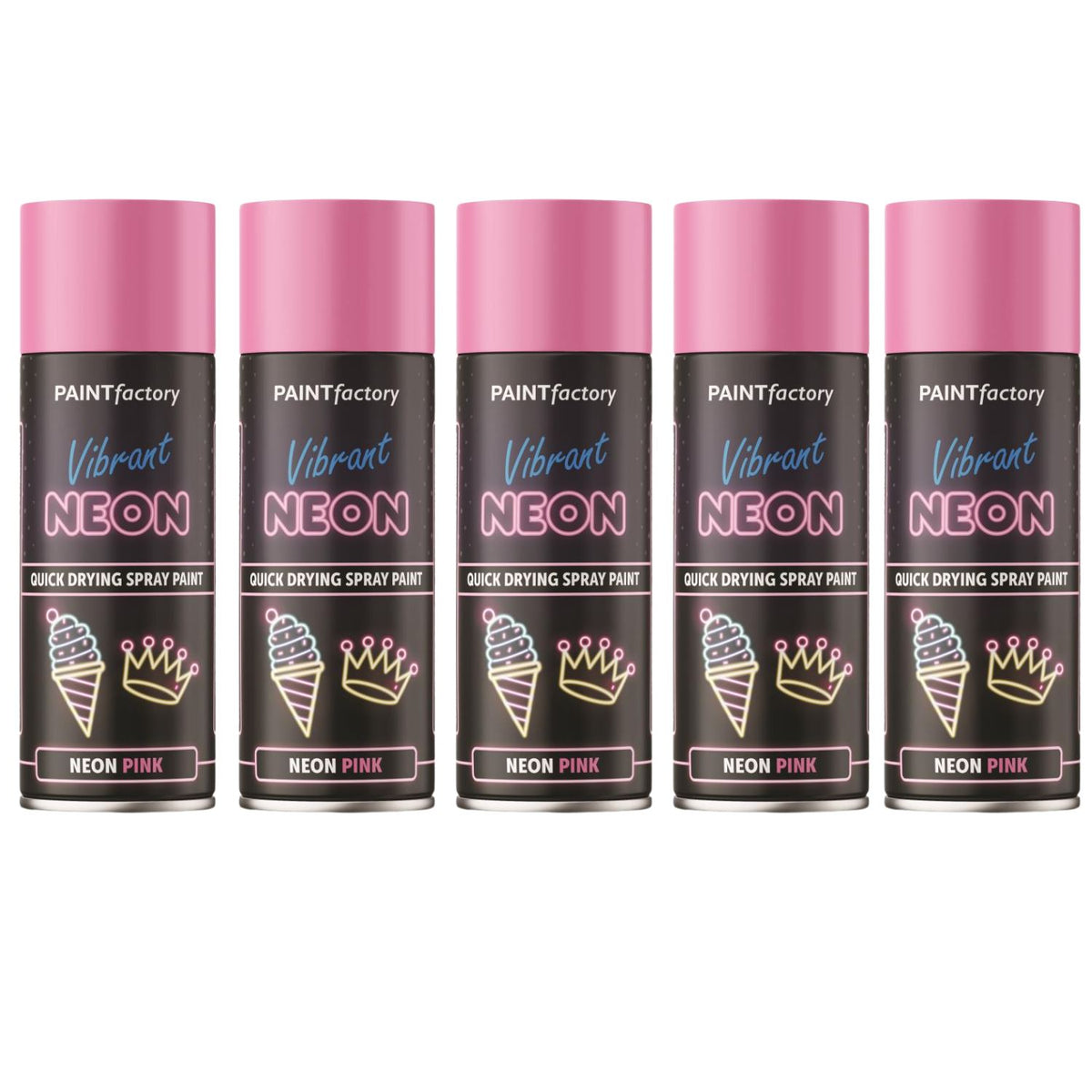 5X Paint Factory Neon Pink Spray Paint 400ml