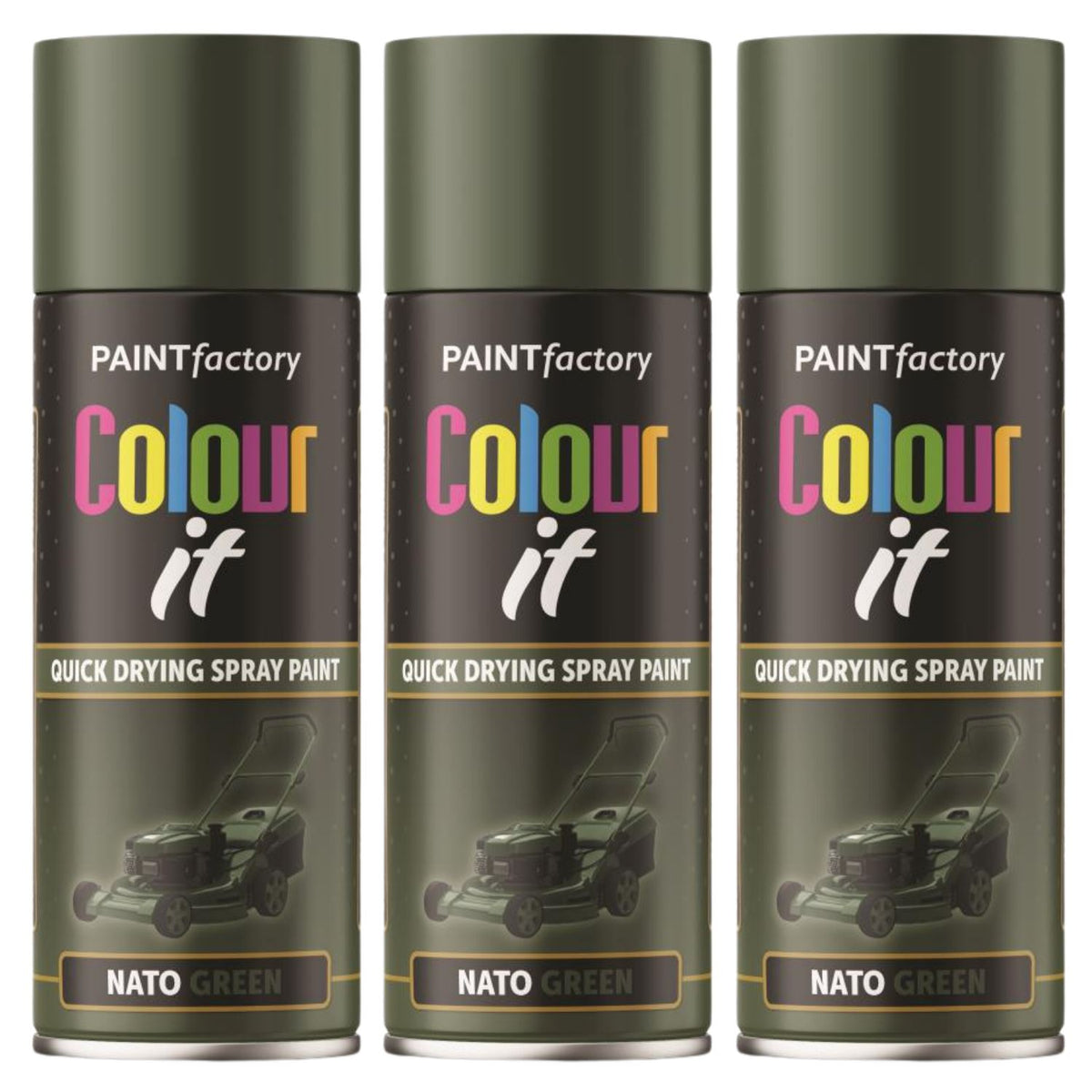 3X Paint Factory Nato Green Matt Spray Paint 400ml