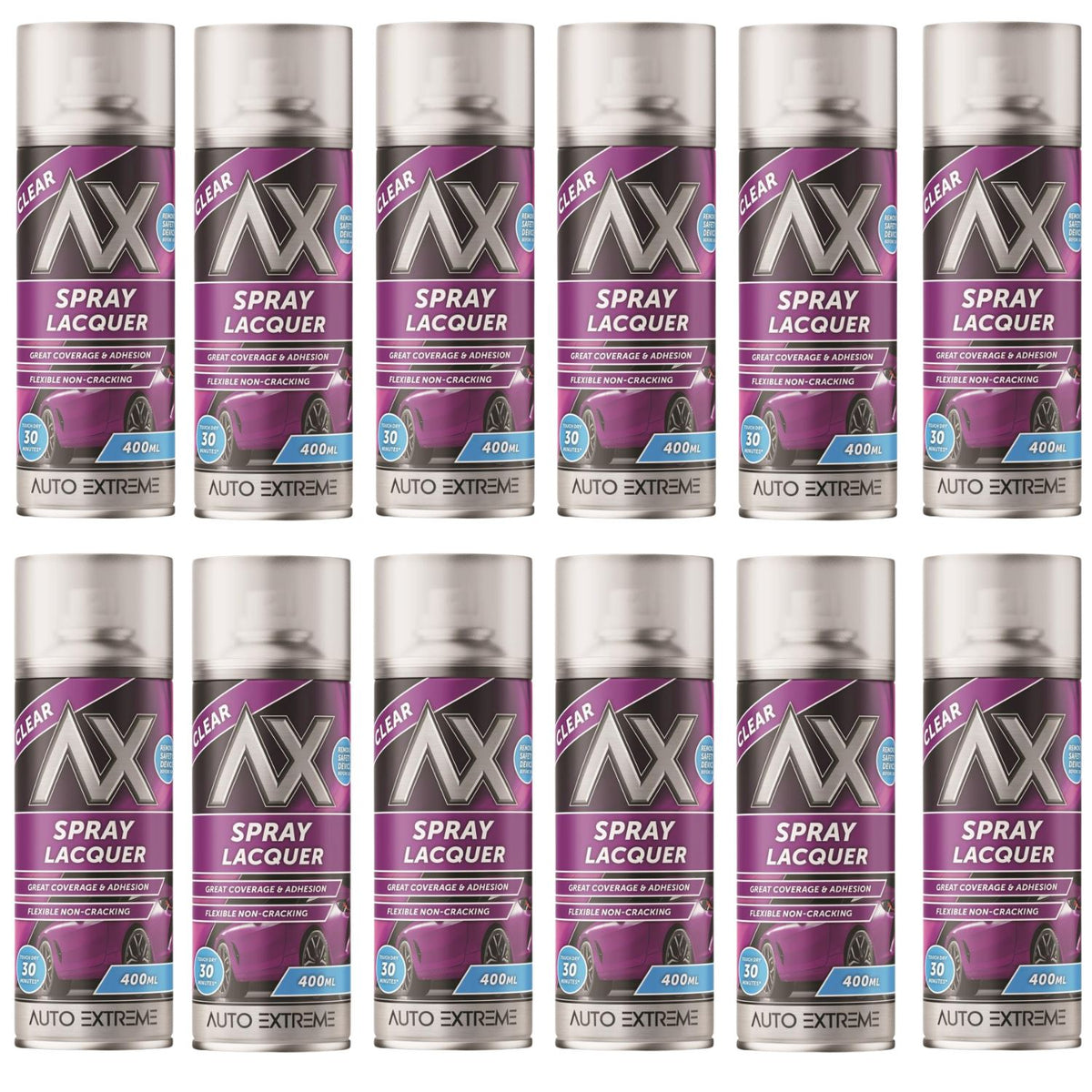12X Auto Extreme Clear Lacquer Spray 400ml
