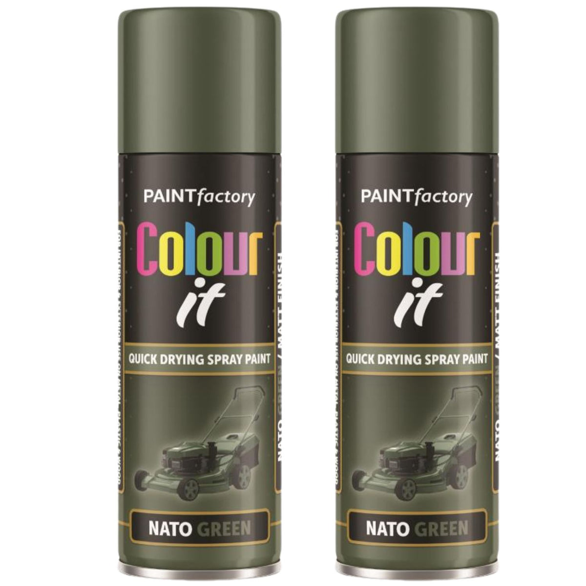 2X Paint Factory Nato Green Matt Spray Paint 250ml
