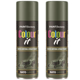 2X Paint Factory Nato Green Matt Spray Paint 250ml