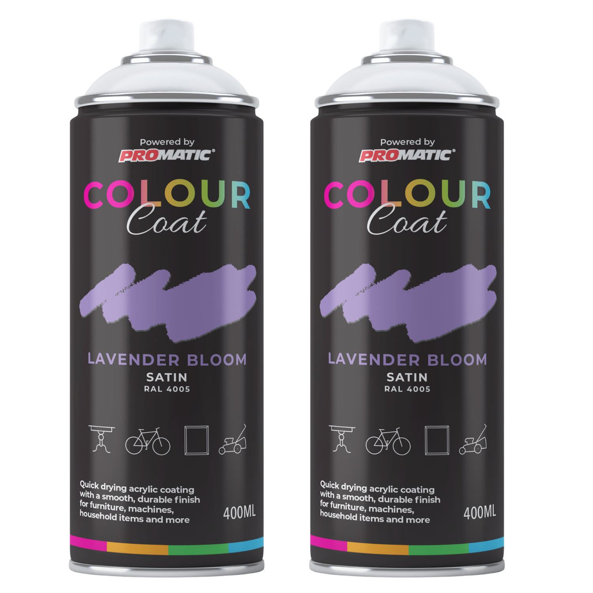 2X Lavender Bloom RAL 4005 Satin Spray Paint 400ml