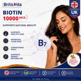 Brits Vita Biotin 10,000mcg 365 High Strength Tablets Vegan Hair Skin Vitamin B7