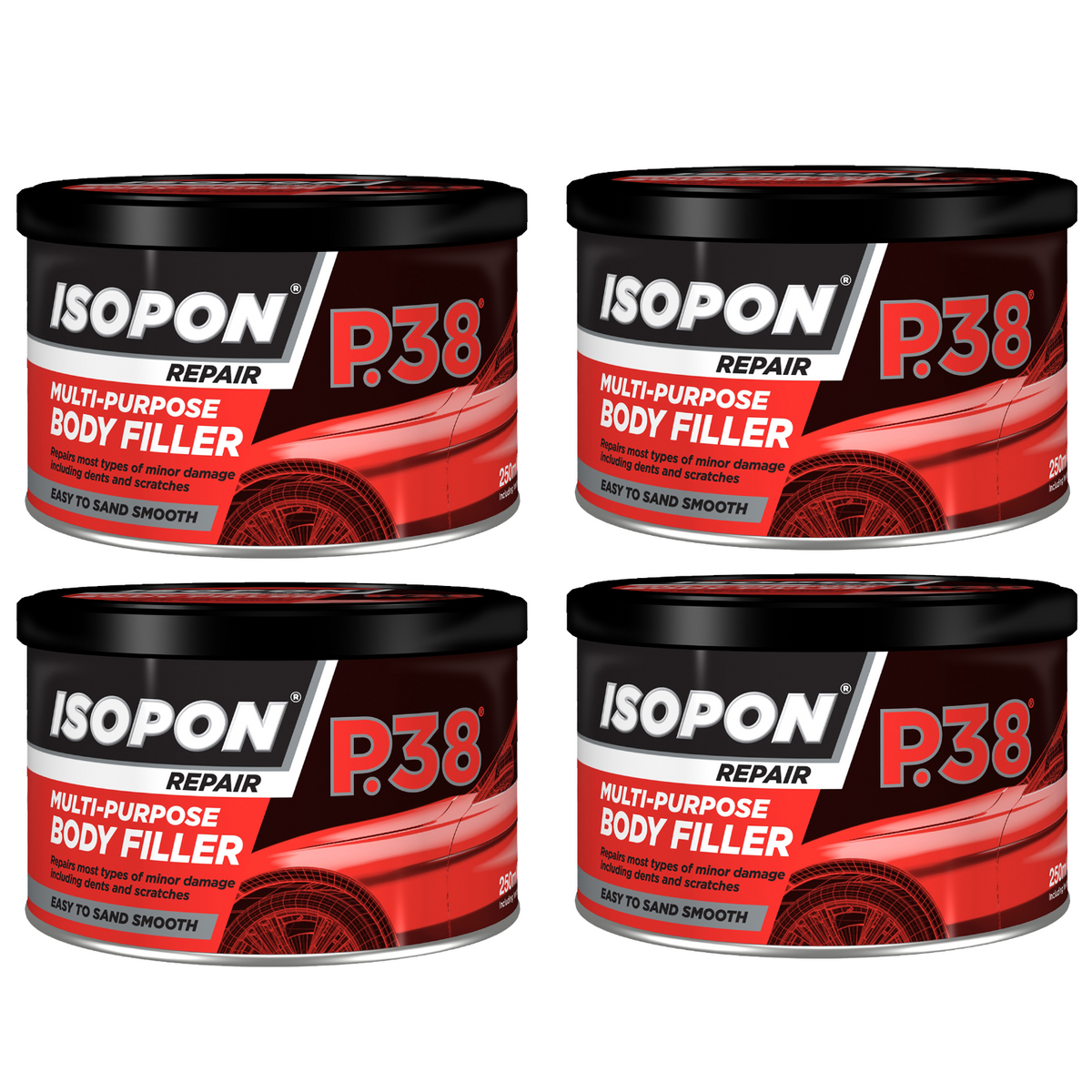4X Isopon P38 Multi-Purpose Body Filler 250ml