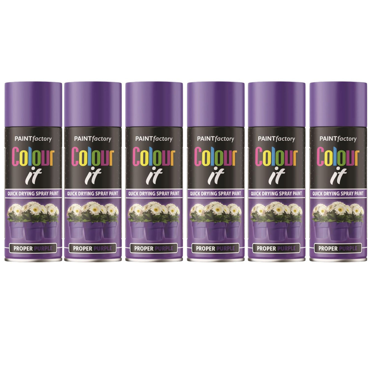 6X Paint Factory Proper Purple Gloss Spray Paint 400ml
