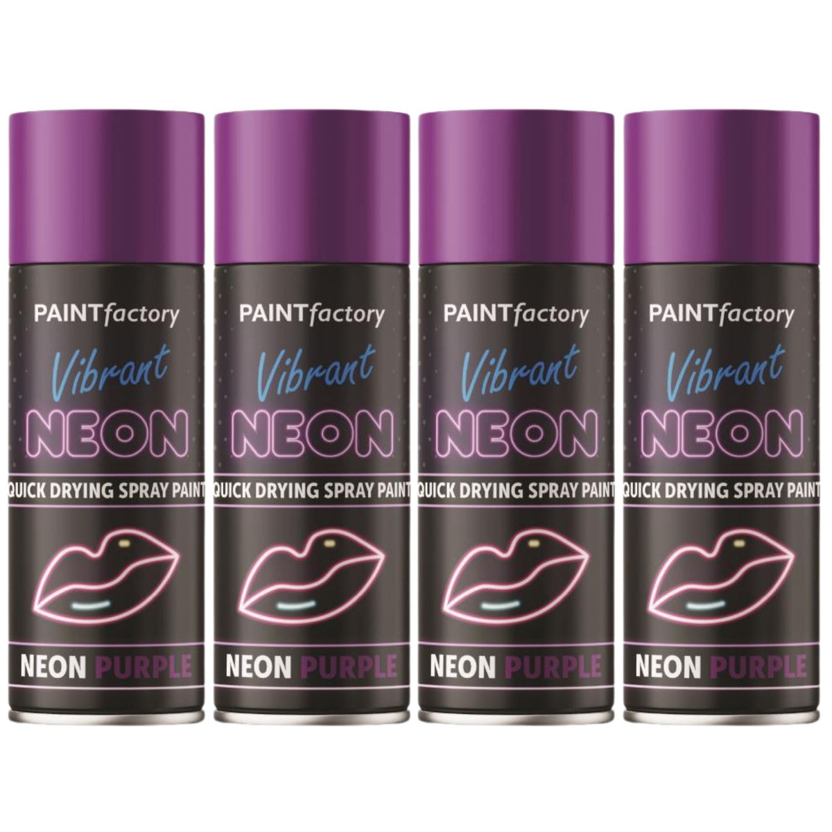 4X Paint Factory Purple Fluorescent Neon Spray Paint 200ml