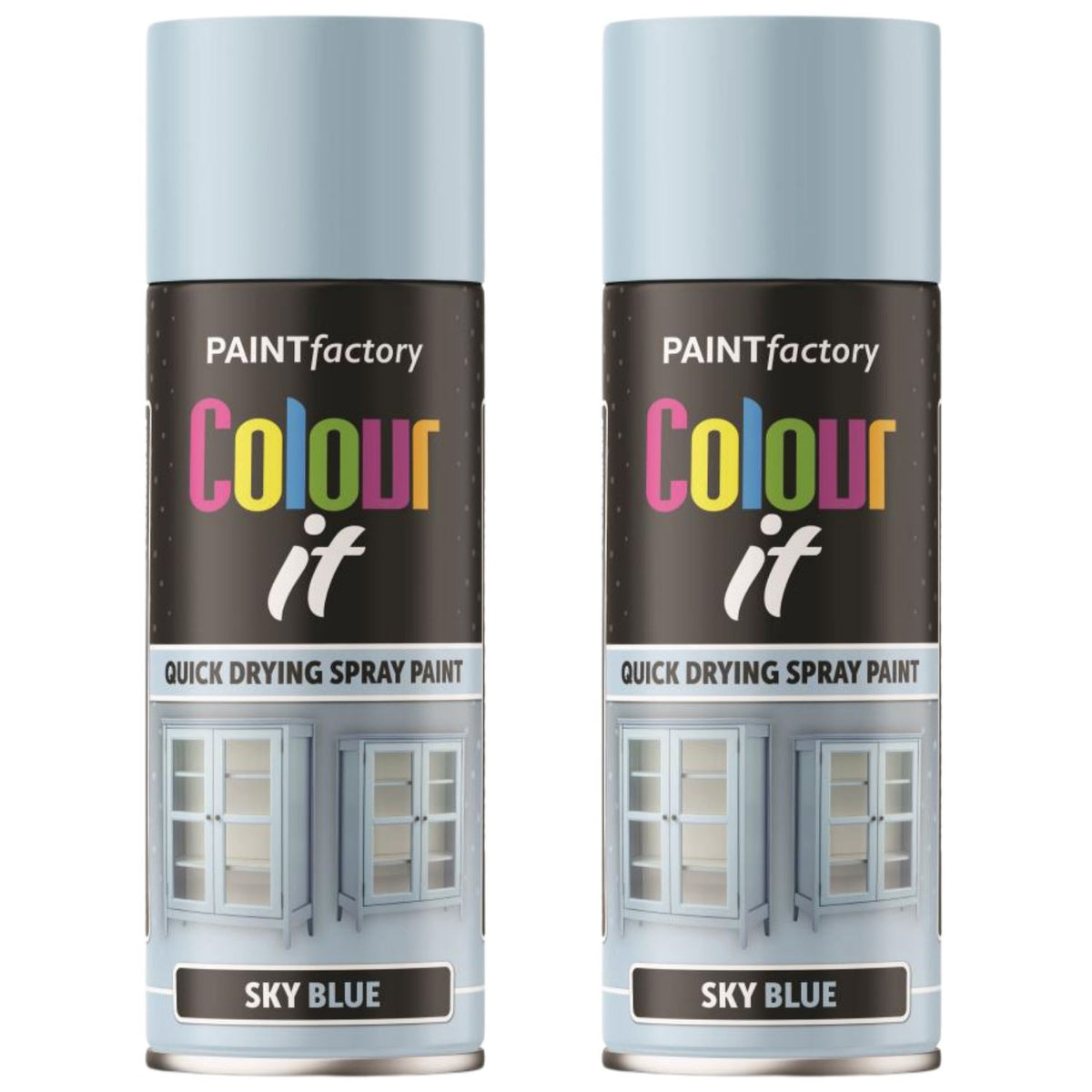2X Paint Factory Sky Blue Gloss Spray Paint 400ml
