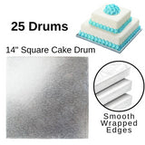 25 Boards - 14" Square Cake Drums - Silver Cake Drum